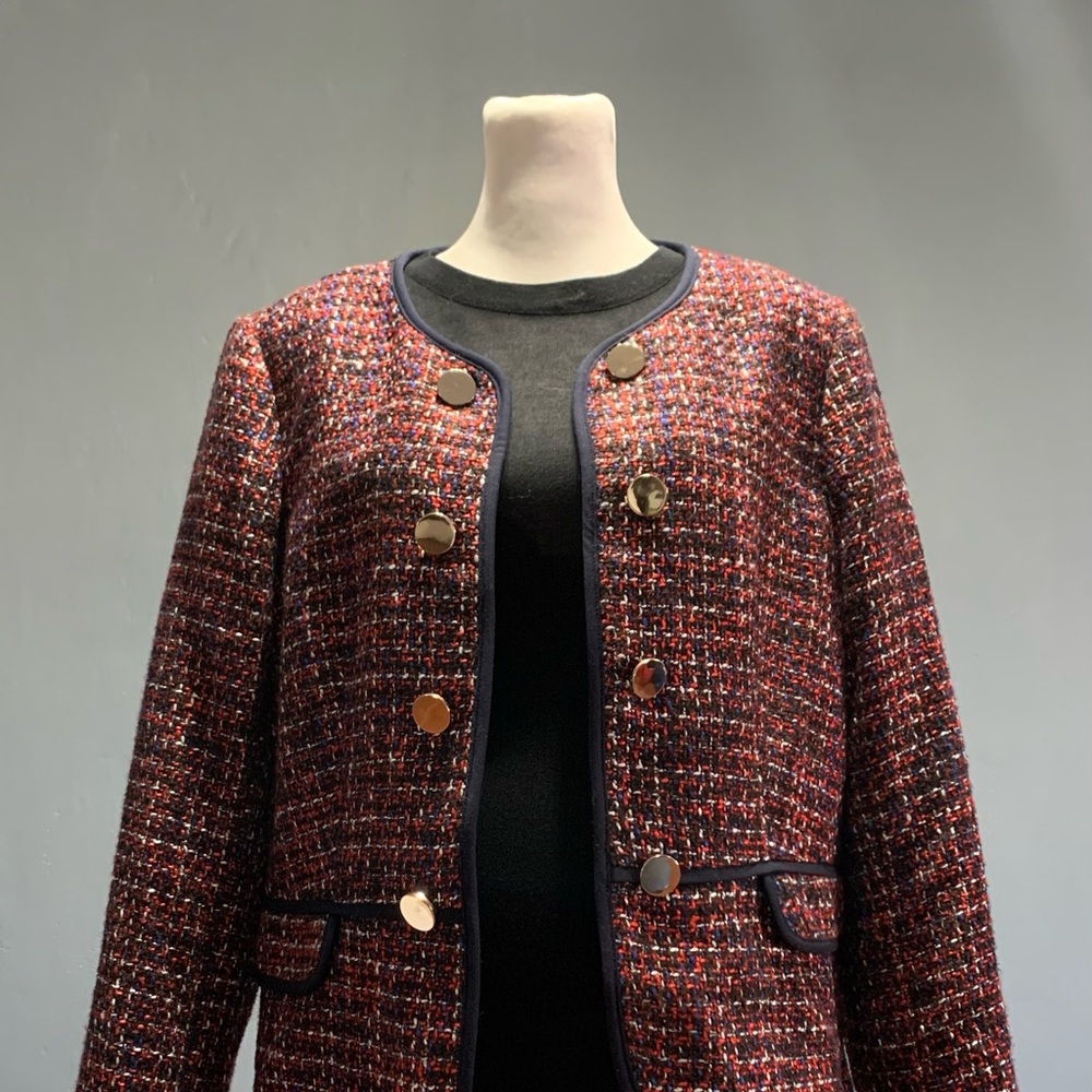 Tommy Hilfiger Sz 12 Women's Tweed Open Front Blazer